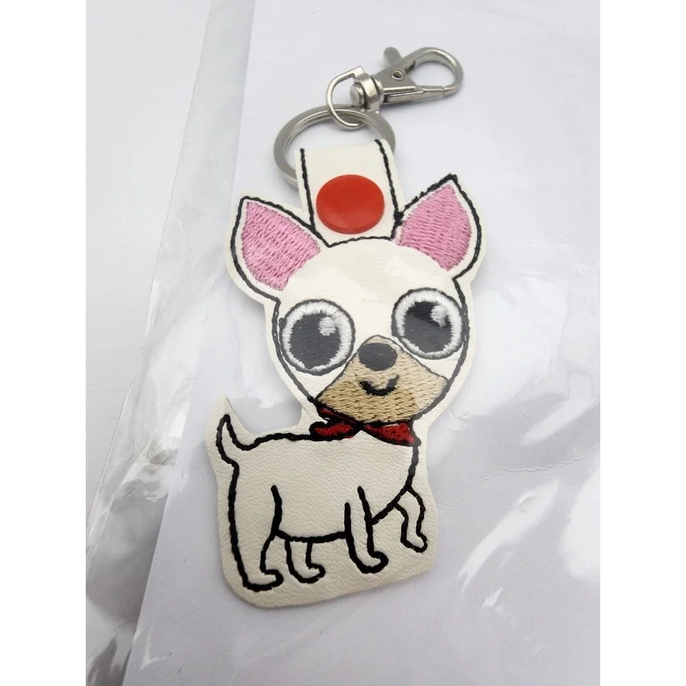 White Chihuahua Dog Keychain